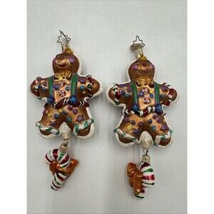 Lot Of 2 Radko SPICE FROST FOLKS Christmas Ornament GINGERBREAD MAN 2 PC